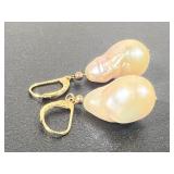 14/20 Gold-Filled Pink Baroque Pearl Earrings