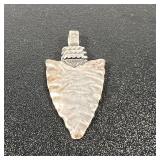 Sterling Silver Arrowhead Pendant with Wolf Mark