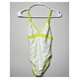 Burberry London Logo Print Swimsuit with Lime Trim