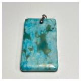 Rectangular Turquoise Stone & 925 Silver Pendant