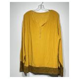 Mustard Yellow & Olive Textured Henley Top