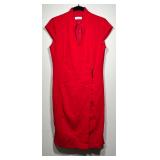 Calvin Klein Red Cap Sleeve Wrap Sheath Dress