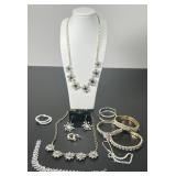 Assorted Floral & Rhinestone Jewelry Collection