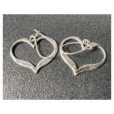 Sterling Silver Asymmetric Heart Drop Earrings
