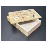 Indian Soapstone Box with Floral Inlay