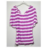 Ella Moss Purple & White Striped Batwing Top
