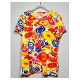 Liz Claiborne Floral Cotton Short Sleeve T-Shirt
