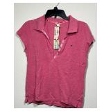 American Eagle Pink Cotton Sheer Polo Shirt L/G
