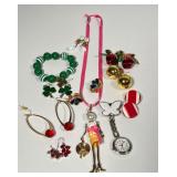 Lot Vintage Novelty Fashion Jewelry & Nurse Watch