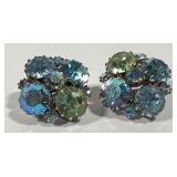 Weiss Vintage Blue & Green Rhinestone Clip