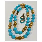 Kenneth Jay Lane Turquoise & Gold Bead Necklace