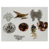 Vintage Mixed Metal Enamel & Rhinestone Brooch Lot