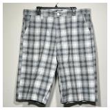 Southpole Plaid Cotton Blend Gray & White Shorts