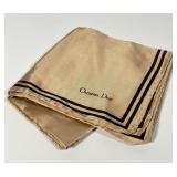 Christian Dior Champagne Silk Scarf & Brown Trim