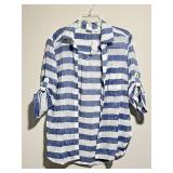 New York & Company Blue & White Striped Shirt