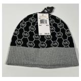 Michael Kors Black & Silver Metallic Logo Beanie
