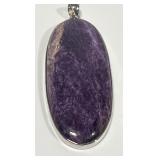 Sterling Silver & Large Oval Purple Charoite