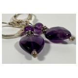 Sterling Silver Faceted Amethyst Heart Earrings