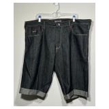 Enyce Dark Indigo Denim Shorts & Red Embroidery