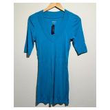 Express Teal Blue Sexy Basic Vee Short Sleeve Top