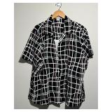 Notations Woman Black & White Grid Blouse Size 2X