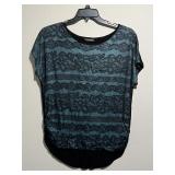 Vanilla Sugar Teal Lace Print Rhinestone Top XL