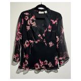 Vintage New York City Design Co Black Floral Silk