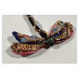 Ponzini Hand Painted Ceramic Dragonfly Pin/ Brooch