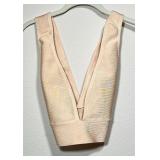 Lulu's Nude Rayon Blend Bandage Style Crop Top XL