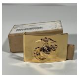 USMC Gold Plated NCO Belt Buckle & Insignia Box