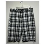 Southpole Black & White Plaid Cotton Shorts Size