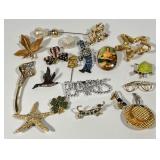 Vintage Gold Tone Figural Animal & Travel Brooches