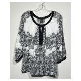 INC International Concepts Lace Print Sheer Blouse