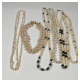 Vintage Faux Pearl Necklace Collection 6 Piece Set