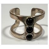 Sterling Silver Black Onyx Open Band Cuff Ring