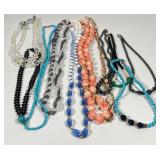 Vintage Multi-Strand Glass & Faux Coral Necklace