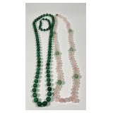 Maw Sit Sit Jade & Rose Quartz Bead Necklaces Lot