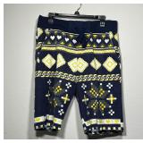 Retro Distrikt Navy Geometric Cotton Knit Shorts