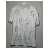 Jenny White Rayon Blend Beaded Short Sleeve Top