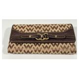 Wilsons Leather Brown Monogram Canvas Slim Wallet