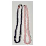 Rose Quartz & Amethyst Graduated Bead Necklaces