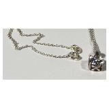 Sterling Silver Clear CZ Solitaire Pendant Neck