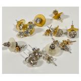 Mixed Tone CZ & Rhinestone Stud Earrings