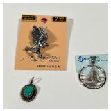 Sterling Silver Eagle Sailboat & Turquoise Charms