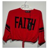 NWT Gabrielle Union Red & Black Faith Cropped