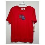 Koret Red Cotton Blend Embroidered Graphic T-Shirt