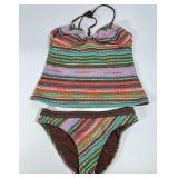Kenneth Cole Multicolored Metallic Striped Bikini