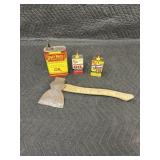 Hatchet and 3 Tins