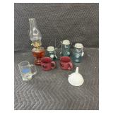 Blue Mason Jar Candles & Oil Lamp