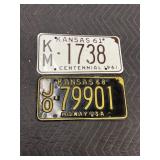 2 old Kansas License Plates